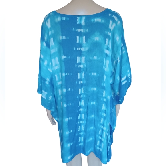 Womens Wearable Art Hand Dyed Bohemian Poncho Tunic Top Oversized Size Small - Picture 8 of 8